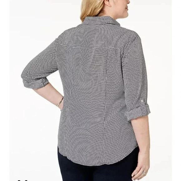 New Michael Michael Kors womens top size 2X roll tab sleeve lock half zip - Picture 2 of 7